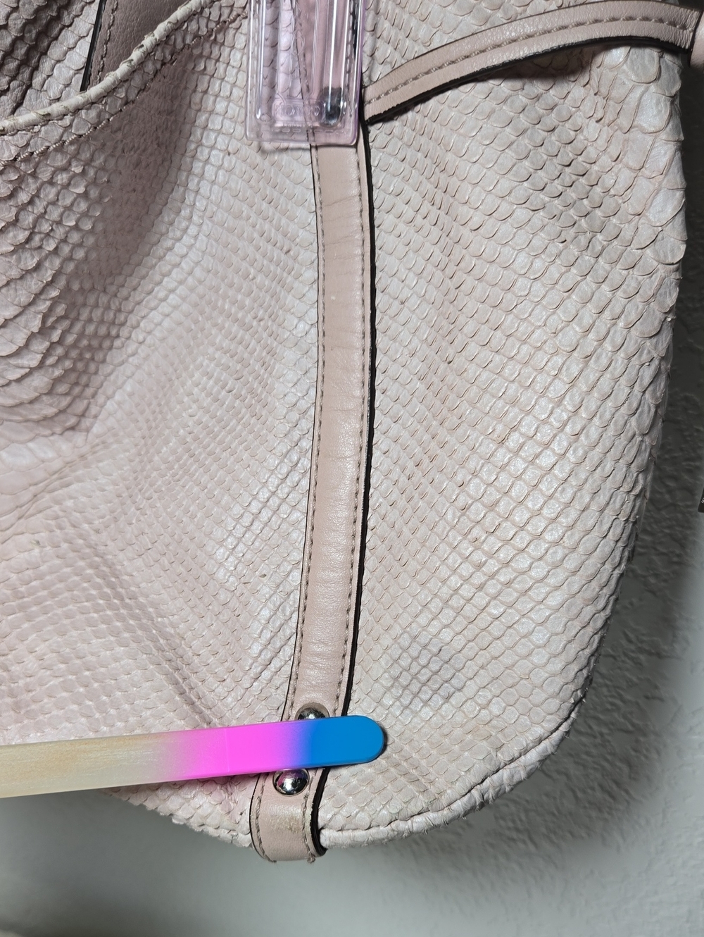 COACH Audrey Pinnacle Embossed Exotic Cinch East West Tote #19585 Mauve Pink - Picture 12 of 15